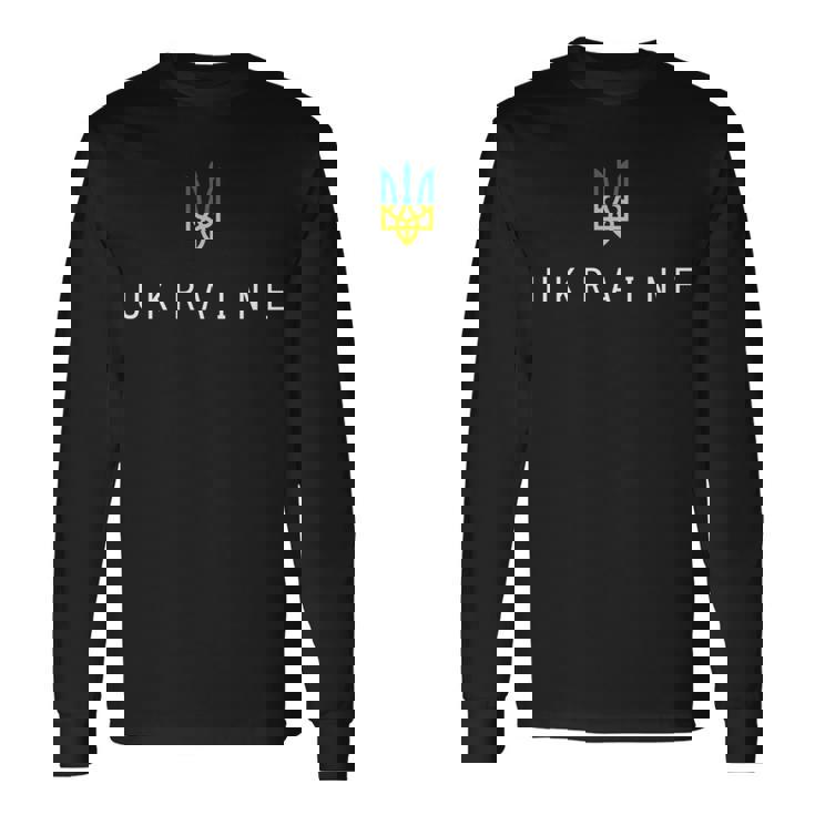 Ukraine Shirt Ukrainian Tryzub Flag Trident Military Long Sleeve T-Shirt