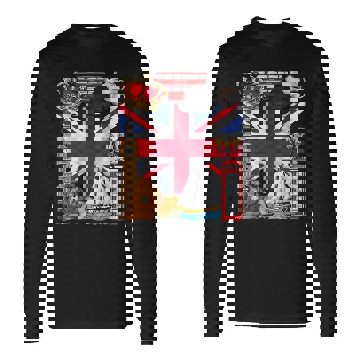 United Kingdom Flag British UK England British Roots Long Sleeve T-Shirt Gifts ideas