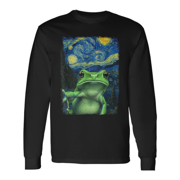 Van Gogh Nuit Étoiléeelfie Grenouille T-shirt à manches longues