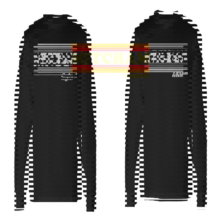 Vintage 80s Mitcham England Retro Graphic Long Sleeve T-Shirt