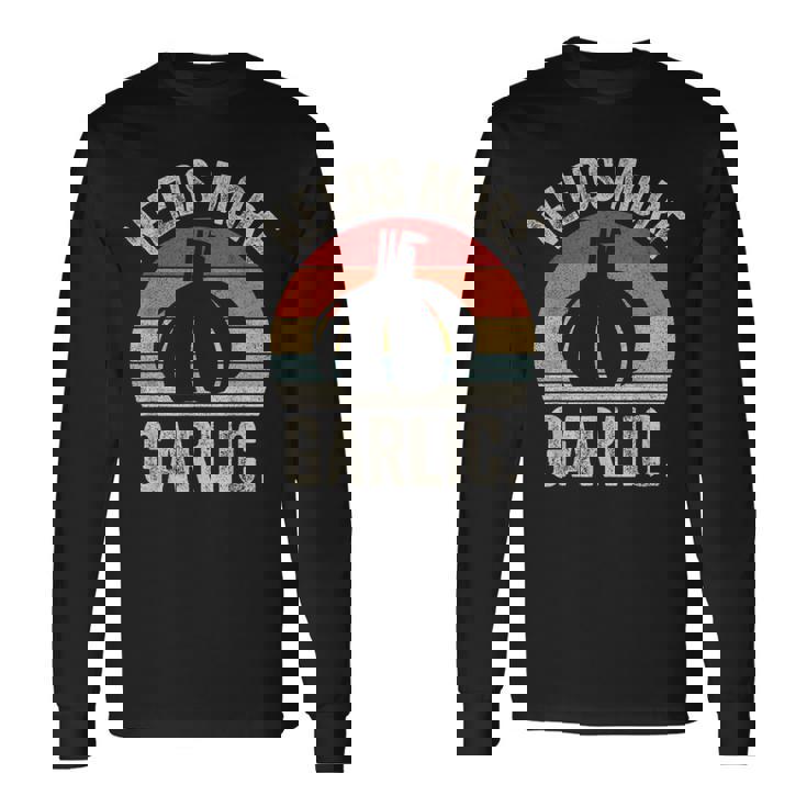 Vintage Retro Needs More ガーリック ガーリック ニンニク科医 クックシェフ 長袖Tシャツ