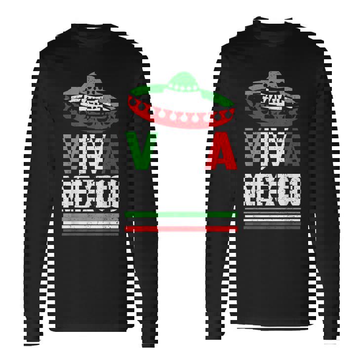 Viva Mexico 帽子デザイン メキシコ国旗カラー メキシコ人向け 長袖Tシャツ