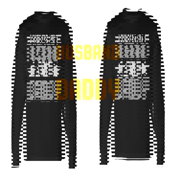 World's Best Husband And Daddy レトロ ヴィンテージ インスピレーション 長袖Tシャツ