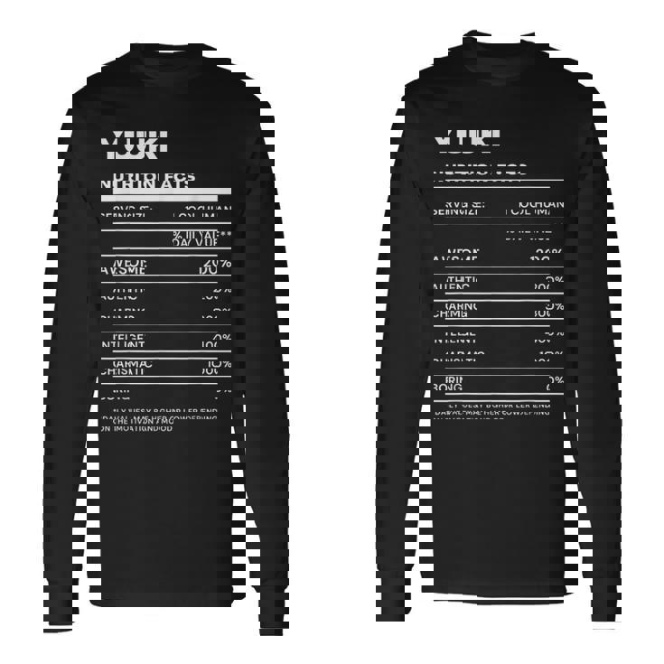 Yuuki 栄養成分表示 長袖Tシャツ