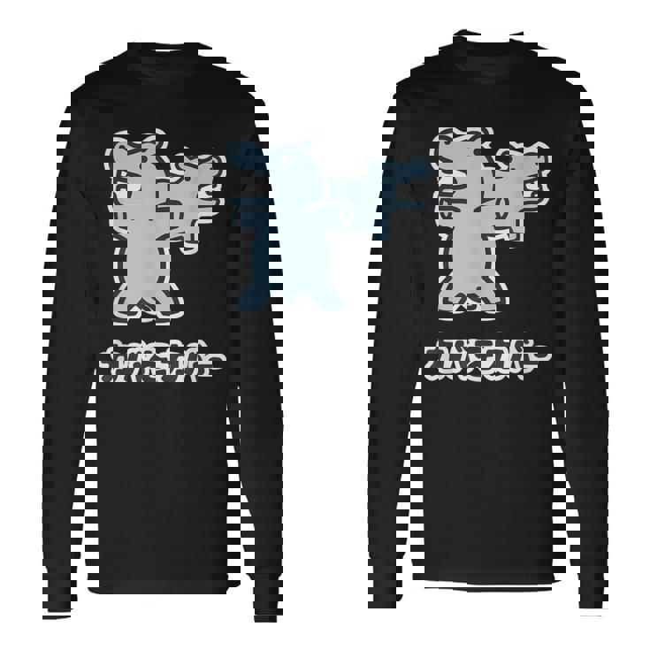 『カバをカバー』カバ くん【どうぶつフレンズ】動物 ゆる かわいい キャラ 面白 ダジャレ ギャグ ジョーク 長袖Tシャツ