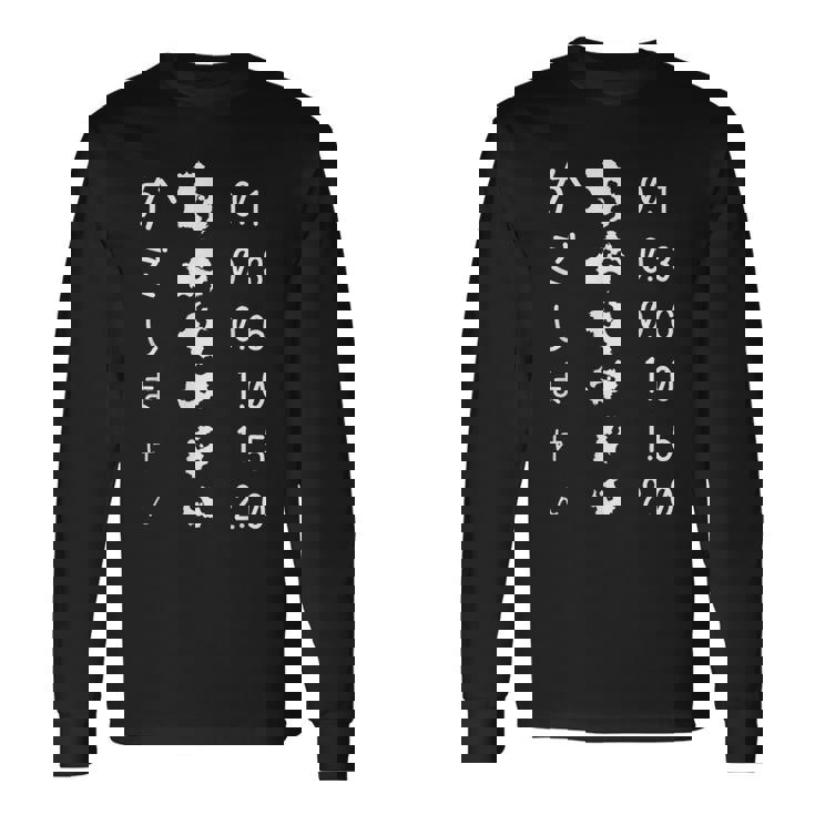 【かごしまけん】視力検査 鹿児島 都道府県 シルエット おもしろ 面白い ネタ 九州 地図 鹿児島弁 変わった 変な 長袖Tシャツ