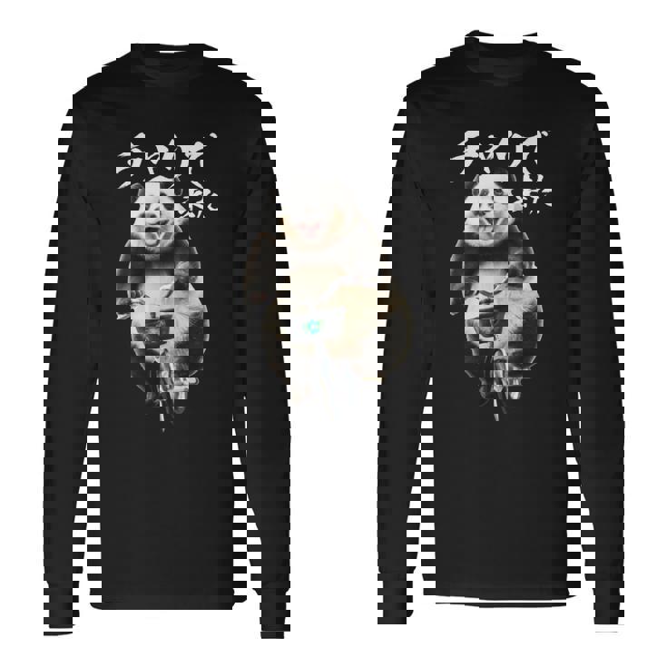 おもしろtシャツ パンダ 自転車 動物 メンズ グッズ かわいい おもしろ 服 長袖tシャツ 長袖Tシャツ