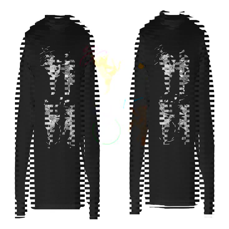 おもしろ新体操猫 長袖Tシャツ