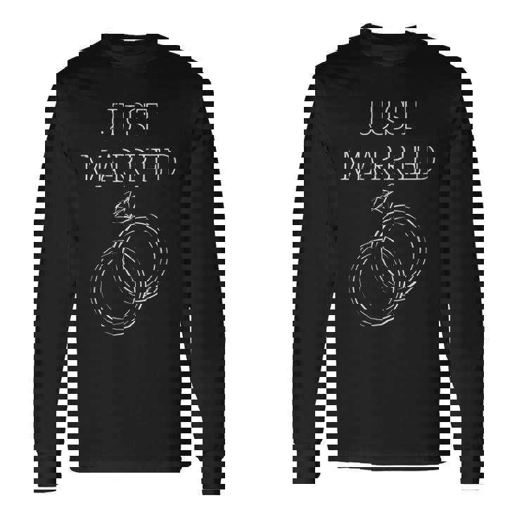 お揃いのカップルシャツ Just Married Newlyweds 新郎新婦 新郎新婦 長袖Tシャツ ギフトのアイデア