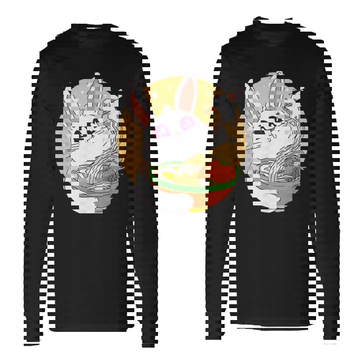 かわいい ウサギ 食べる ラーメン 漫画 カワイイ 食べ物 好き 長袖Tシャツ ギフトのアイデア