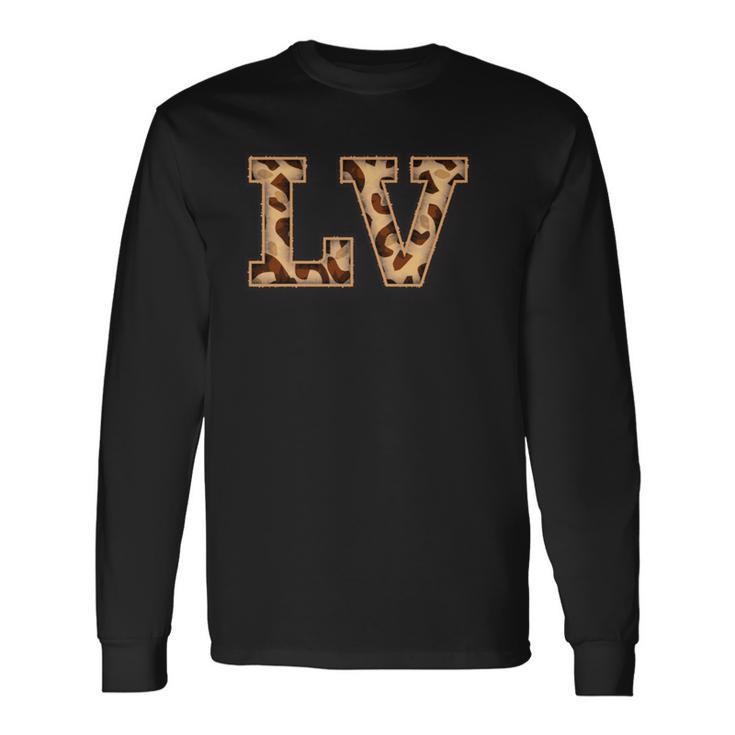 かわいい 文字 Lv イニシャル 名前 ヒョウ チーター動物 長袖tシャツ 長袖Tシャツ