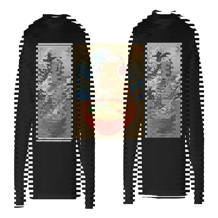 かわいい かわいい 日本人 ゲーマー 面白い ラーメン レトロ カピバラ 長袖Tシャツ