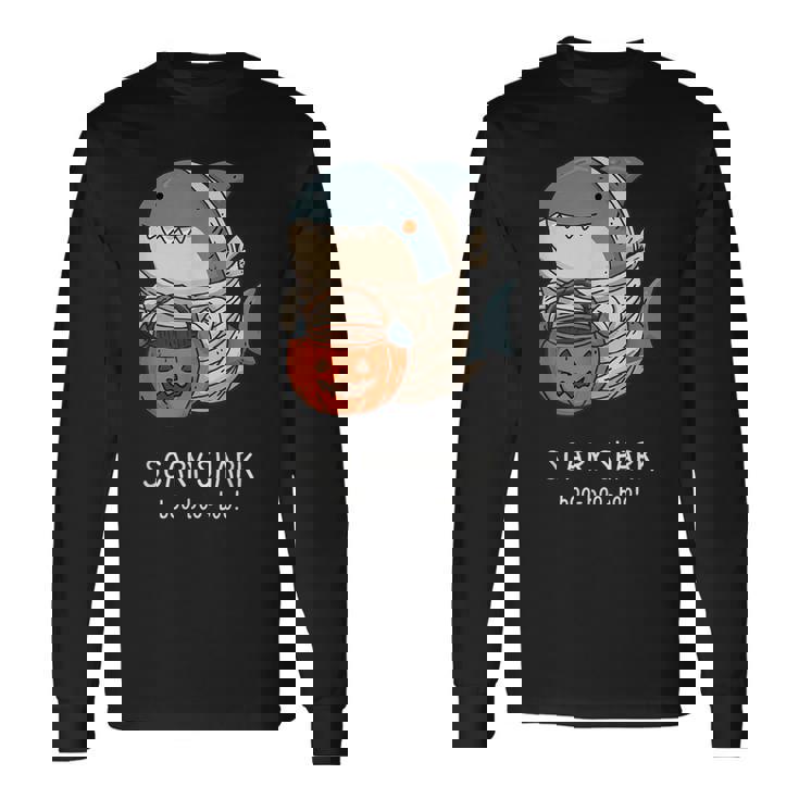 かわいいサメ ミイラ ハロウィン メンズ レディース キッズ おもしろサメ 長袖Tシャツ