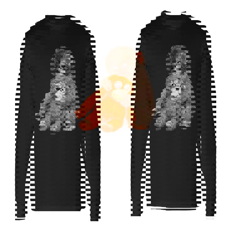 かわいいモンキーパンチ 日本の赤ちゃん猿 長袖Tシャツ