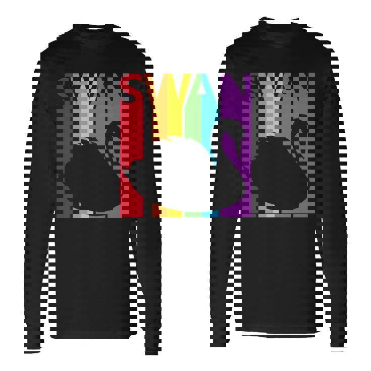 かわいいレインボースワンの鳥が好きな人 長袖tシャツ 長袖Tシャツ