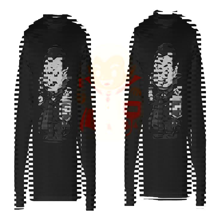 かわいい吸血鬼 Phlebotomy ジョーク 血液描画 看護師 静脈内科医 長袖Tシャツ