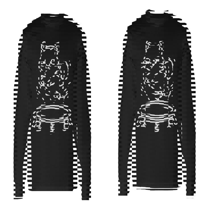 かわいい猫トランポリンシンクロナイズド・トランポリン 長袖Tシャツ