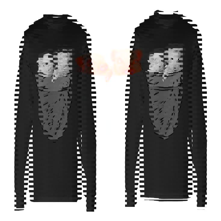 かわいい豚 ポケット覗き見 面白い豚 長袖Tシャツ