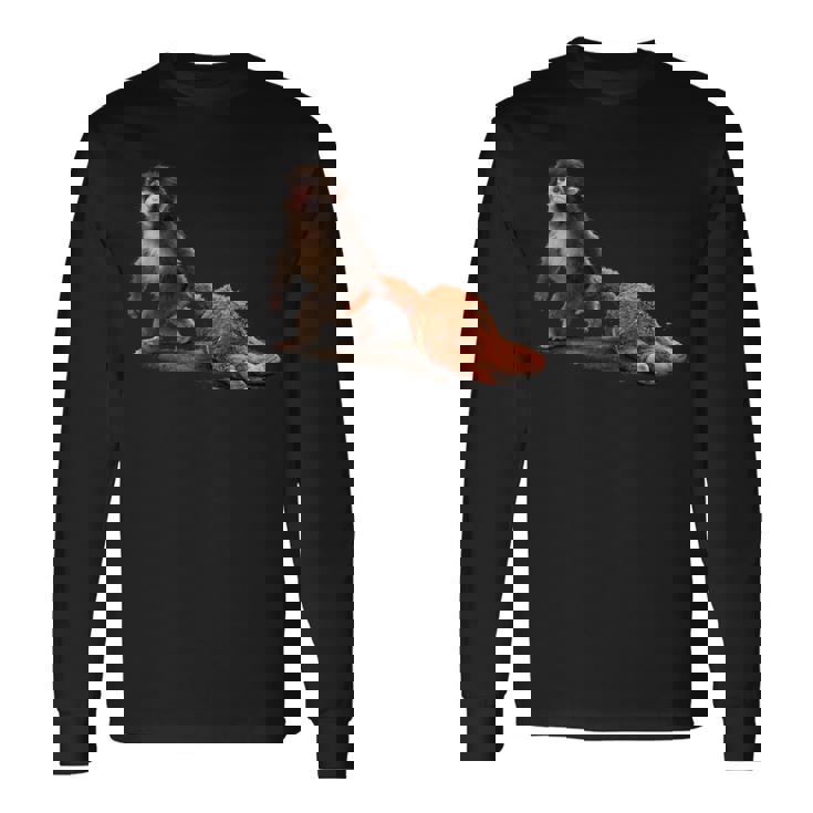 かわいい赤ちゃん猿の名前付きパンチシャツパンチモンキーサポーター 長袖tシャツ 長袖Tシャツ