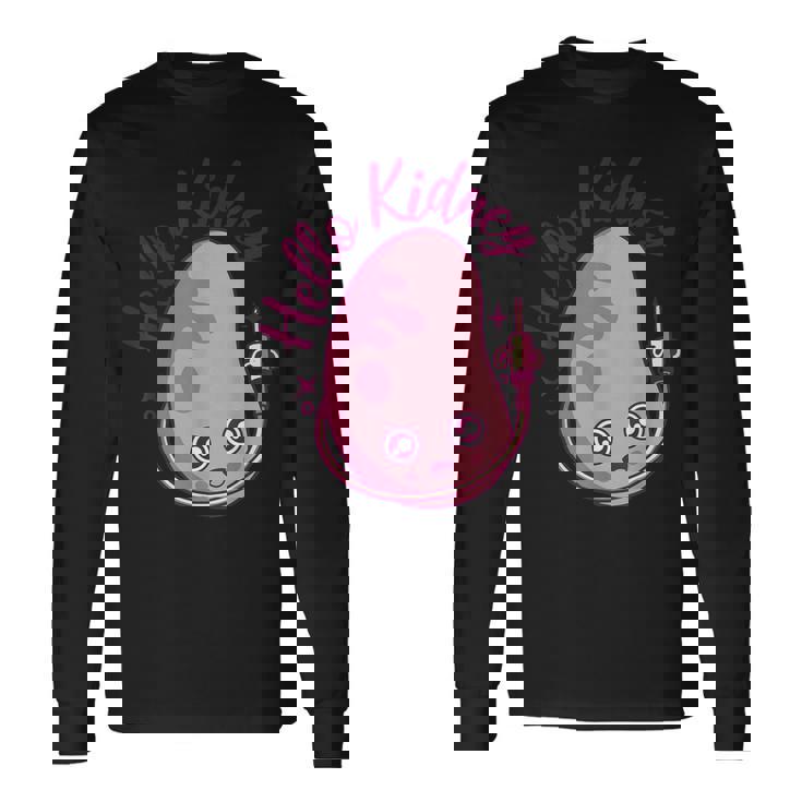 こんにちは腎臓移植ドナー透析腎臓 長袖Tシャツ