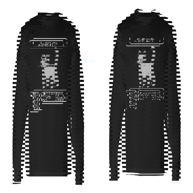 ねこがあらわれた！ 猫好き ゲーム好き ネコ飼い ネコママ 猫ママ ネコパパ 猫パパ Rpg ゲーム 猫 ねこ ネコ 長袖tシャツ 長袖Tシャツ