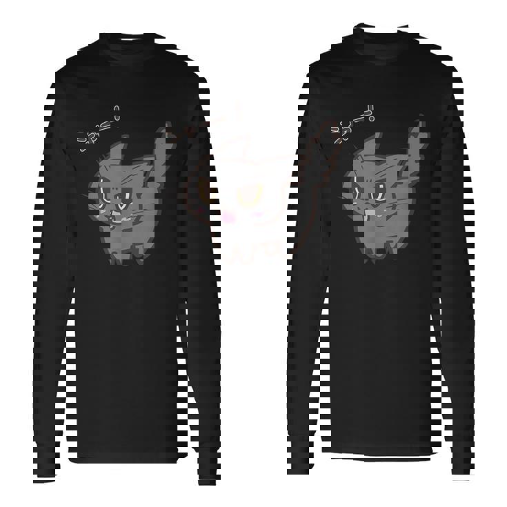 ねこシャー黒猫ver 長袖Tシャツ