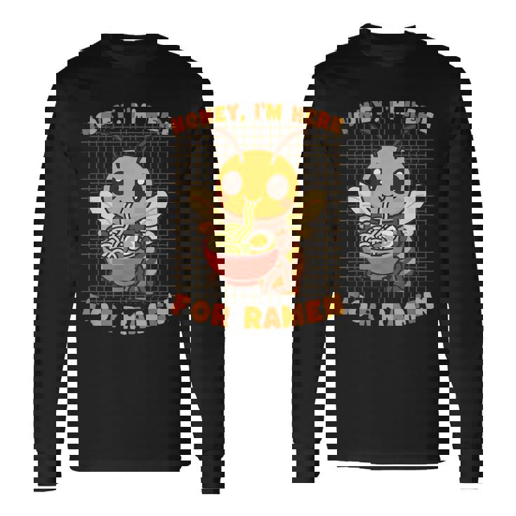 はちみつラーメン好き かわいい 食通アート 蜂 長袖Tシャツ