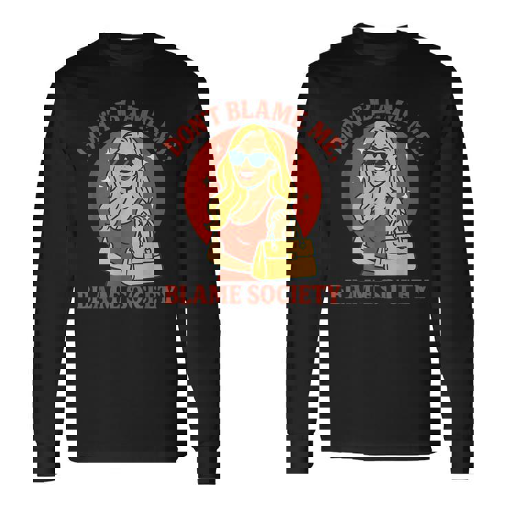 わたしじゃない 社会のせい レトロガール 長袖Tシャツ