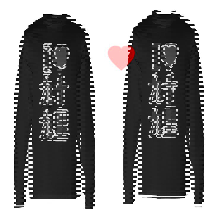 アイラブ・九十九里（千葉県）（I Love ハート）Big 大きな文字【都道府県】ジモtティ お土産 面白い 長袖Tシャツ