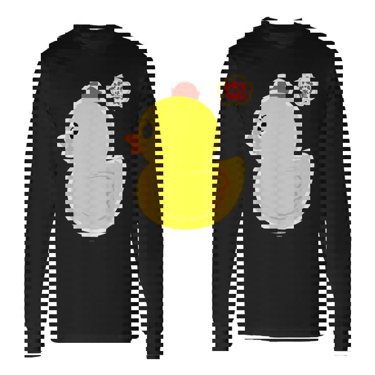 アヒル隊長ビッグプリント（横向き） 長袖Tシャツ ギフトのアイデア