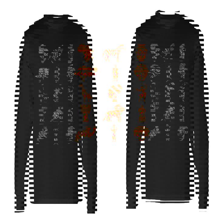アフリカ ケンテ パターン シンボル アフリカ ケンテ パターン ガーナ 長袖Tシャツ