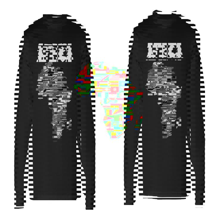 アフリカtシャツ 誇り高きアフリカ国旗大陸愛 長袖Tシャツ