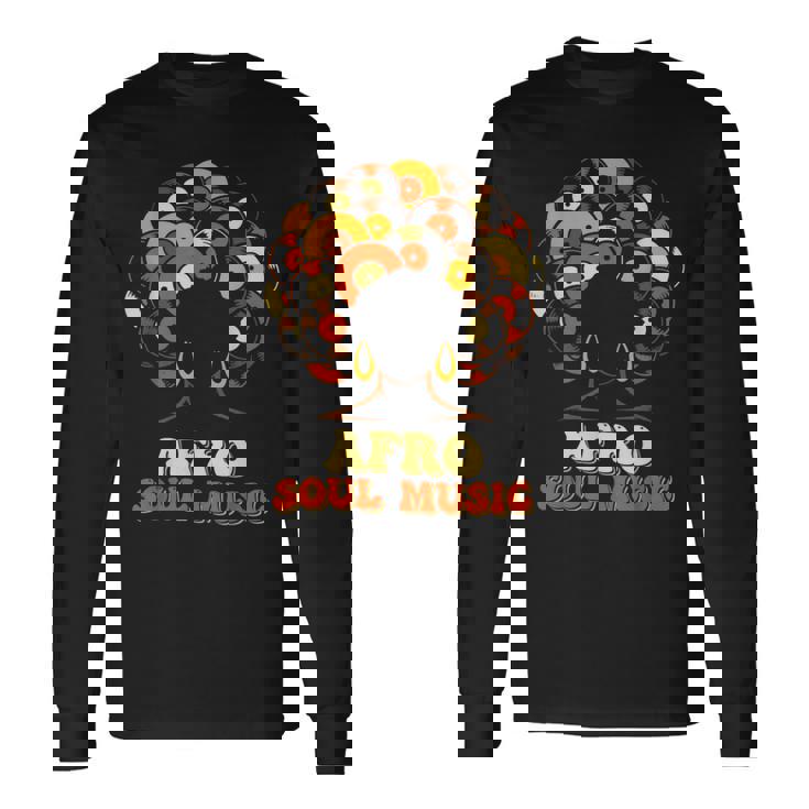 アフロソウルミュージック ビニール レトロ 70年代 80年代 ファンク ディスコダンス 長袖Tシャツ