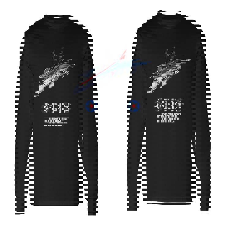 アメリカのf-18ホーネット戦闘機 長袖Tシャツ