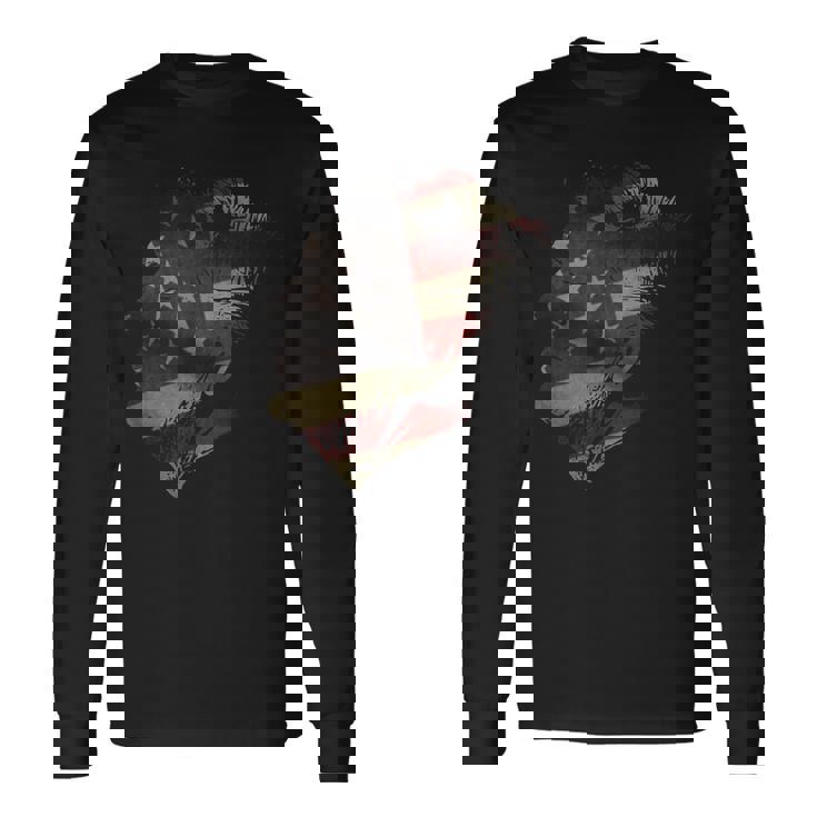 アメリカ国旗 ドナルド・トランプ 大統領のシルエット 長袖Tシャツ