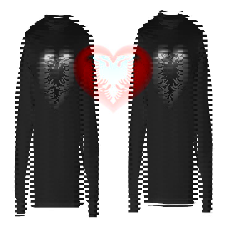 アルバニア国旗 イーグル ダブル レッド アルバニア シュキペ コソボ 長袖Tシャツ