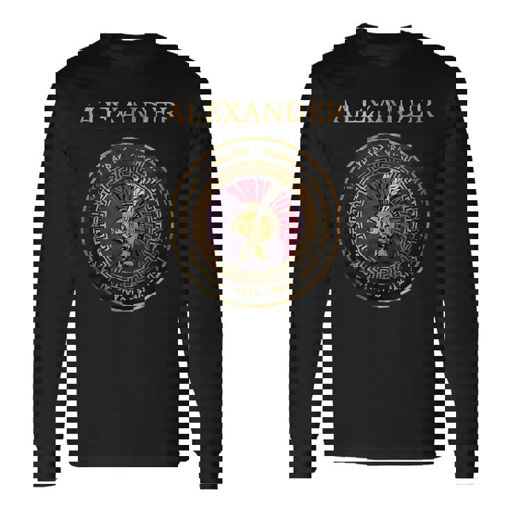 アレキサンダー大王古代の戦いのシンボル 長袖Tシャツ