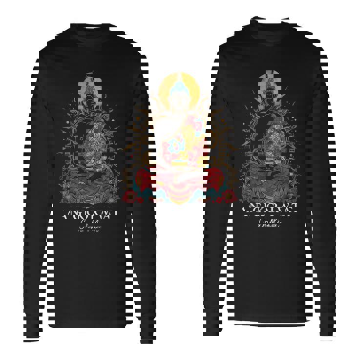 アンコールワット カンボジア ブッダ ヴィンテージ 仏教 お土産 長袖Tシャツ