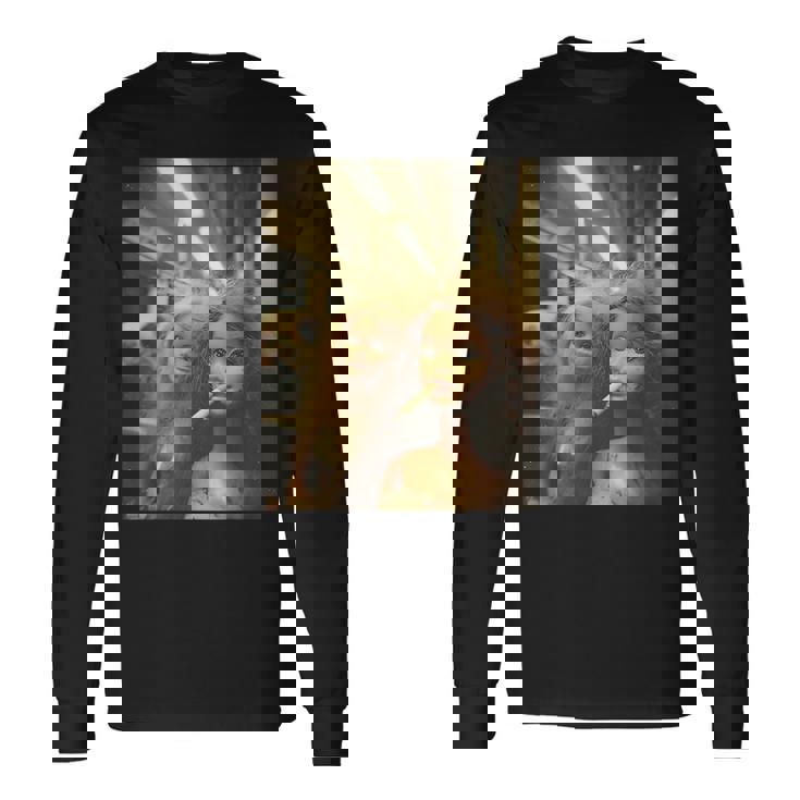 アンティーク調のドールフェイスミーム 長袖Tシャツ