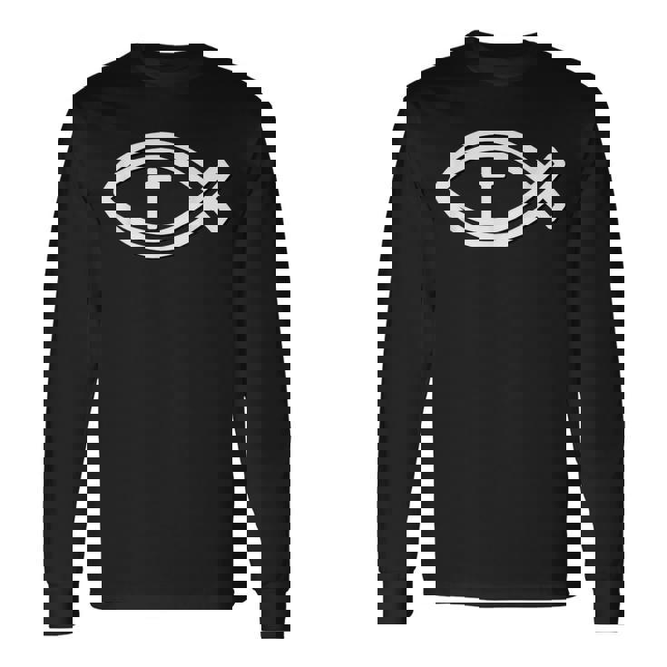 イクトゥス 十字架 イエス・キリスト キリスト教 ゴスペル 長袖Tシャツ