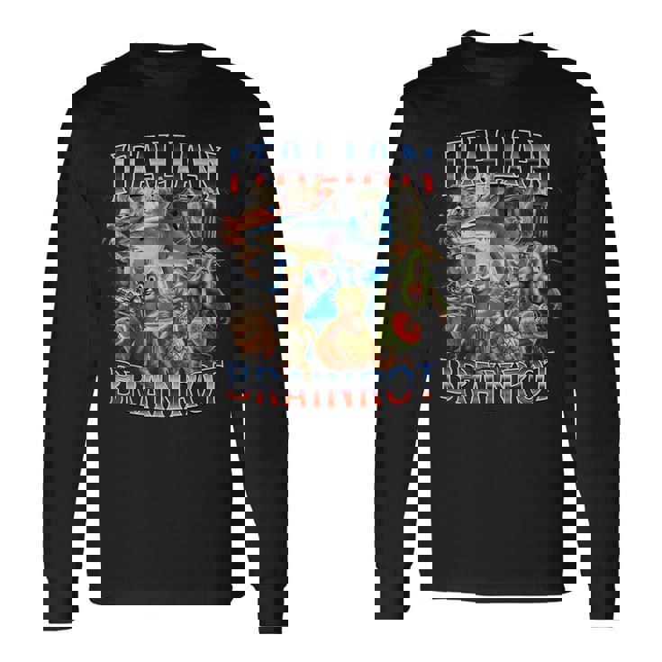 イタリア 脳 ロット 面白い イタリア 脳 ロット ミーム 長袖Tシャツ