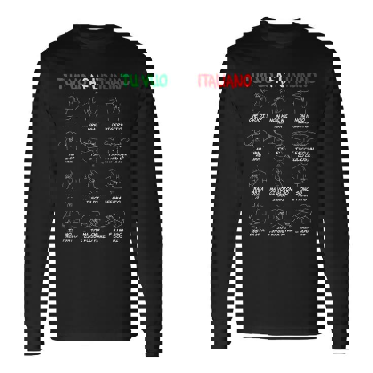 イタリアのジェスチャー、翻訳者、面白いハンドジェスチャー。 長袖Tシャツ