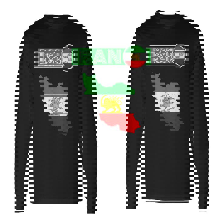 イランライオン太陽旗、イラン地図、イラン、イランの旗、イランの旗。 長袖Tシャツ