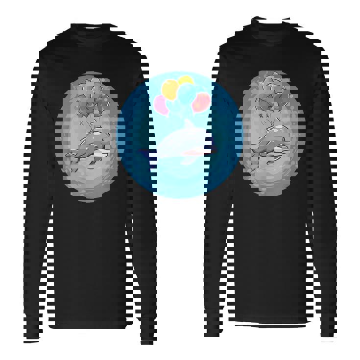 イルカと風船のコスチュームで一日を明るくしましょう。 長袖Tシャツ
