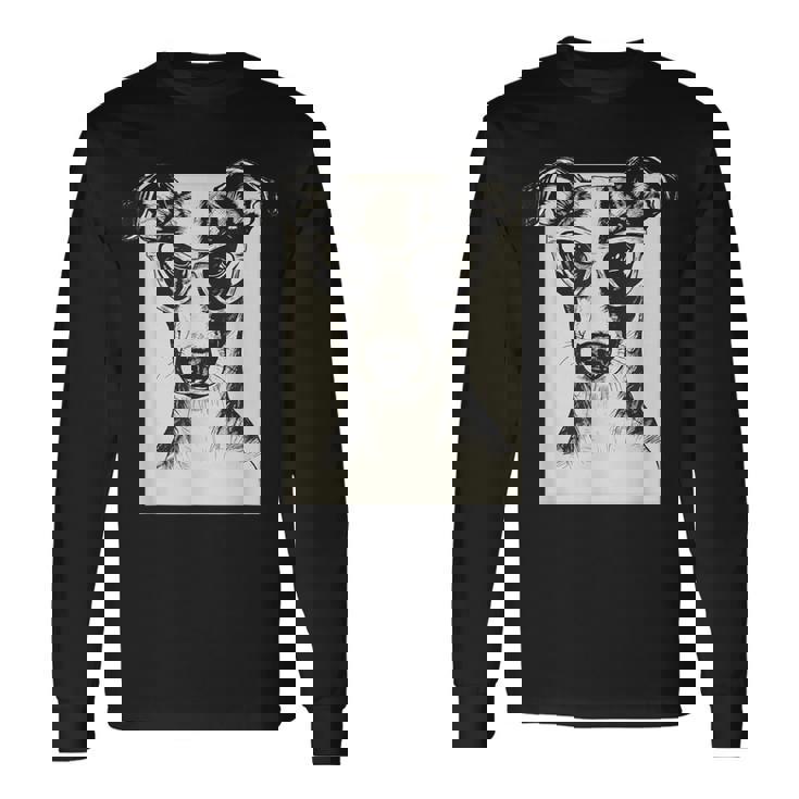 ウィペット イラスト 犬 面白い アート スケッチ 長袖Tシャツ