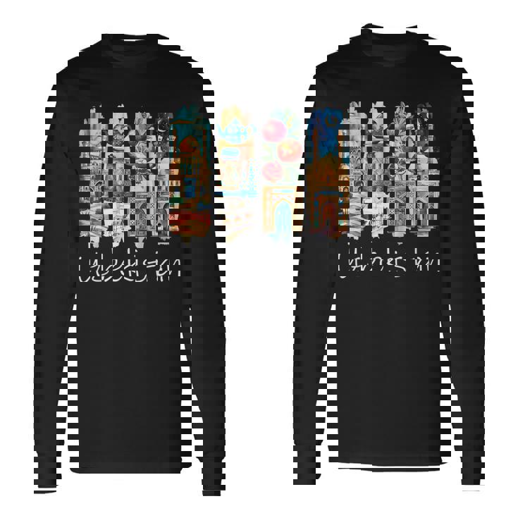 ウズベキスタン 筆文字 ウズベク バカンス お土産 ウズベキスタン 長袖Tシャツ