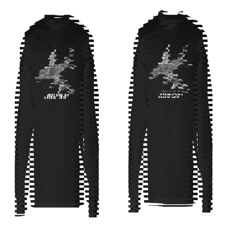 エアバス A380 ジェット機 カッタウェイ 航空 パイロット ギフト 長袖Tシャツ