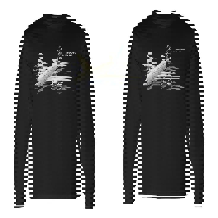 エアバスa380ターボジェット飛行機旅客機航空パイロットギフト 長袖Tシャツ