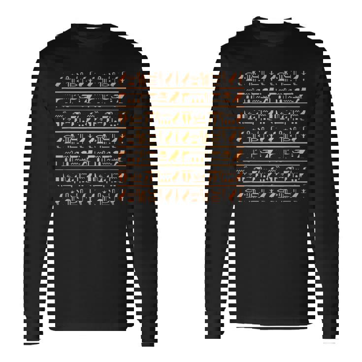 エジプトパターン ホルスの目 ヒエログリフ ファラオ アヌビス アンク 長袖Tシャツ