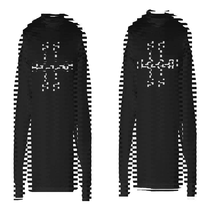 エタノールアルコール分子tシャツ化学ホワイトデザイン 長袖Tシャツ